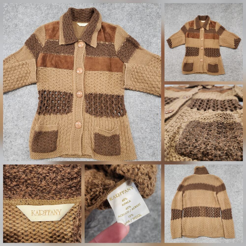 Karffany by Jacqueline Muñoz Womens‎ M Medium Alpaca Wool Knit Cardigan Sweater